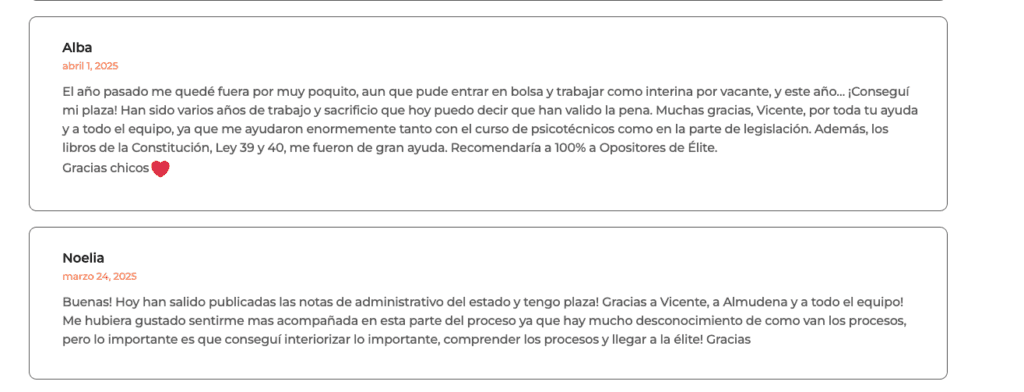 opiniones opositores de elite